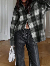 Essnce Women Casual Plaid Drop Shoulder Loose Shirt, Autumn